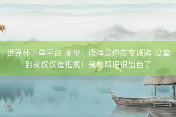 世界杯下单平台 萧华：假摔是你在专诚骗 没骗到就仅仅造犯规！裁判照旧很出色了