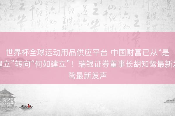 世界杯全球运动用品供应平台 中国财富已从“是否建立”转向“何如建立”!瑞银证券董事长胡知鸷最新发声