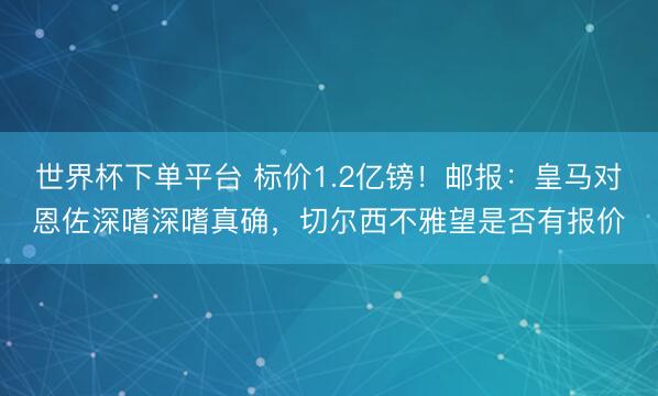 世界杯下单平台 标价1.2亿镑！邮报：皇马对恩佐深嗜深嗜真确，切尔西不雅望是否有报价