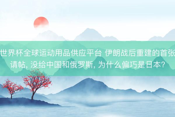 世界杯全球运动用品供应平台 伊朗战后重建的首张请帖， 没给中国和俄罗斯， 为什么偏巧是日本?