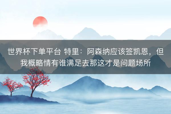 世界杯下单平台 特里：阿森纳应该签凯恩，但我概略情有谁满足去那这才是问题场所