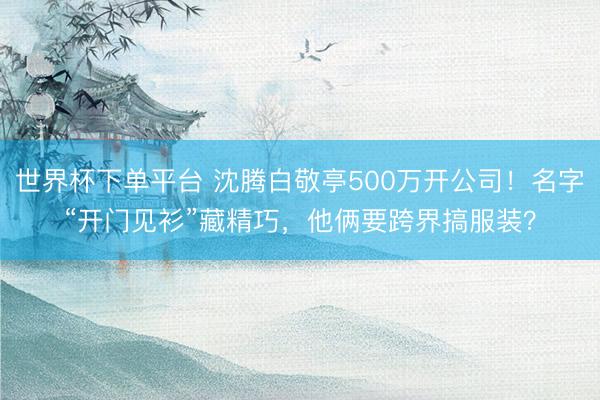 世界杯下单平台 沈腾白敬亭500万开公司!名字“开门见衫”藏精巧,他俩要跨界搞服装?