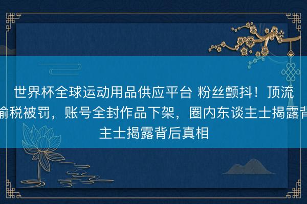 世界杯全球运动用品供应平台 粉丝颤抖！顶流彭十六偷税被罚，账号全封作品下架，圈内东谈主士揭露背后真相