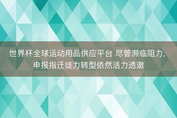 世界杯全球运动用品供应平台 尽管濒临阻力， 申报指迁徙力转型依然活力透澈