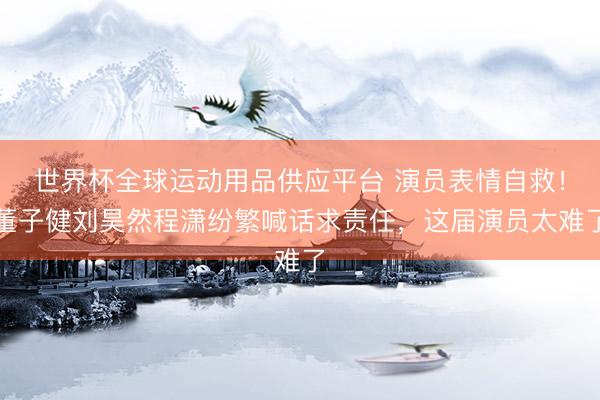 世界杯全球运动用品供应平台 演员表情自救！董子健刘昊然程潇纷繁喊话求责任，这届演员太难了