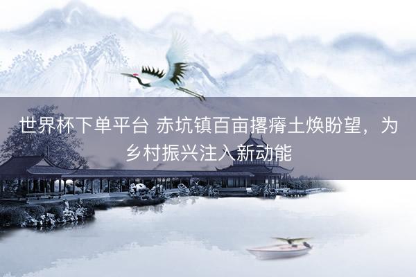 世界杯下单平台 赤坑镇百亩撂瘠土焕盼望，为乡村振兴注入新动能