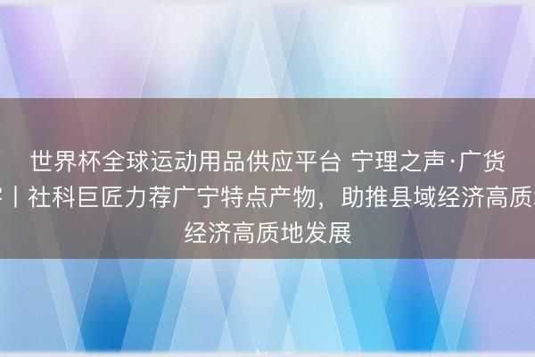 世界杯全球运动用品供应平台 宁理之声·广货行寰宇丨社科巨匠力荐广宁特点产物，助推县域经济高质地发展