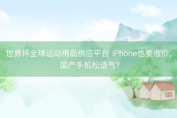 世界杯全球运动用品供应平台 iPhone也要涨价， 国产手机松语气?